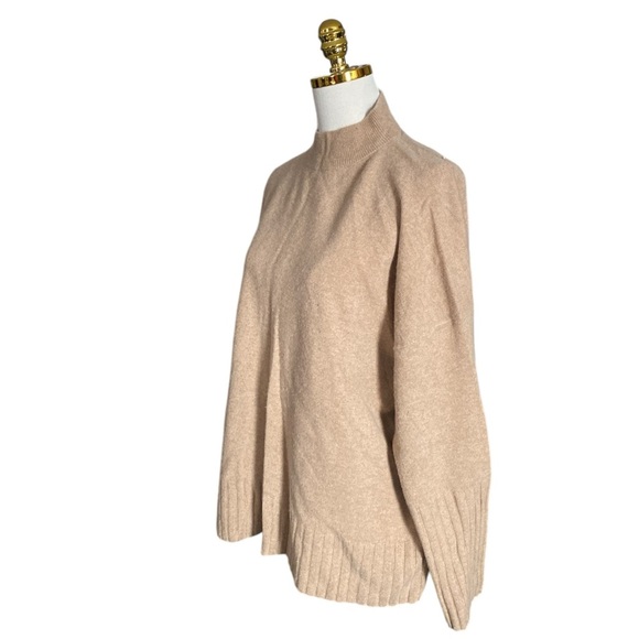 J CREW Women's 100% Cashmere Monk Neck Relaxed Tan Pullover Sweater Size XL - Picture 3 of 7